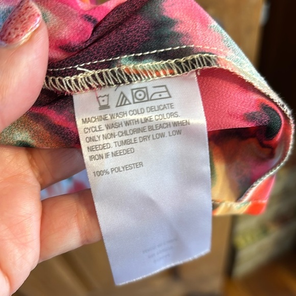 NWOT Colleen Lopez open front cover Pink & Orange floral sheer XL - Picture 5 of 6